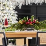 Lifelike Red Pomegranate, Real Touch Magnolia Leaves, & Norfolk Pine Holiday Arrangement in Oval Vase Christmas Centerpiece - Image 4