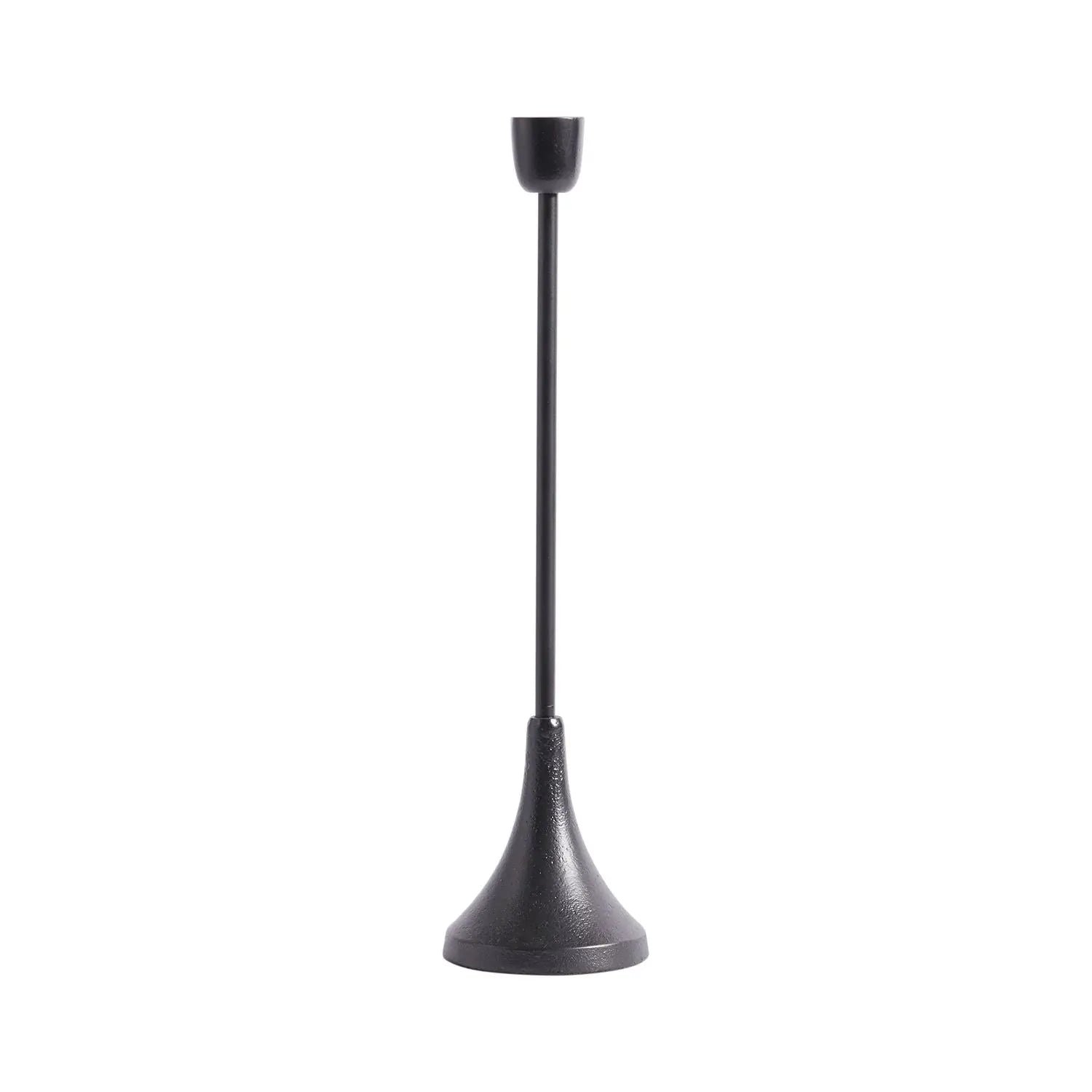 73357PoetCandlestick-Large Large Poetic Farmhouse Black Metal Candle Holder Pair - Image 1