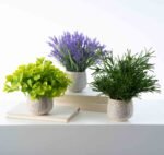 Herbs de Provence - French Lavender, Mint, & Rosemary Faux Plant Arrangement in Concrete Pot - Image 2