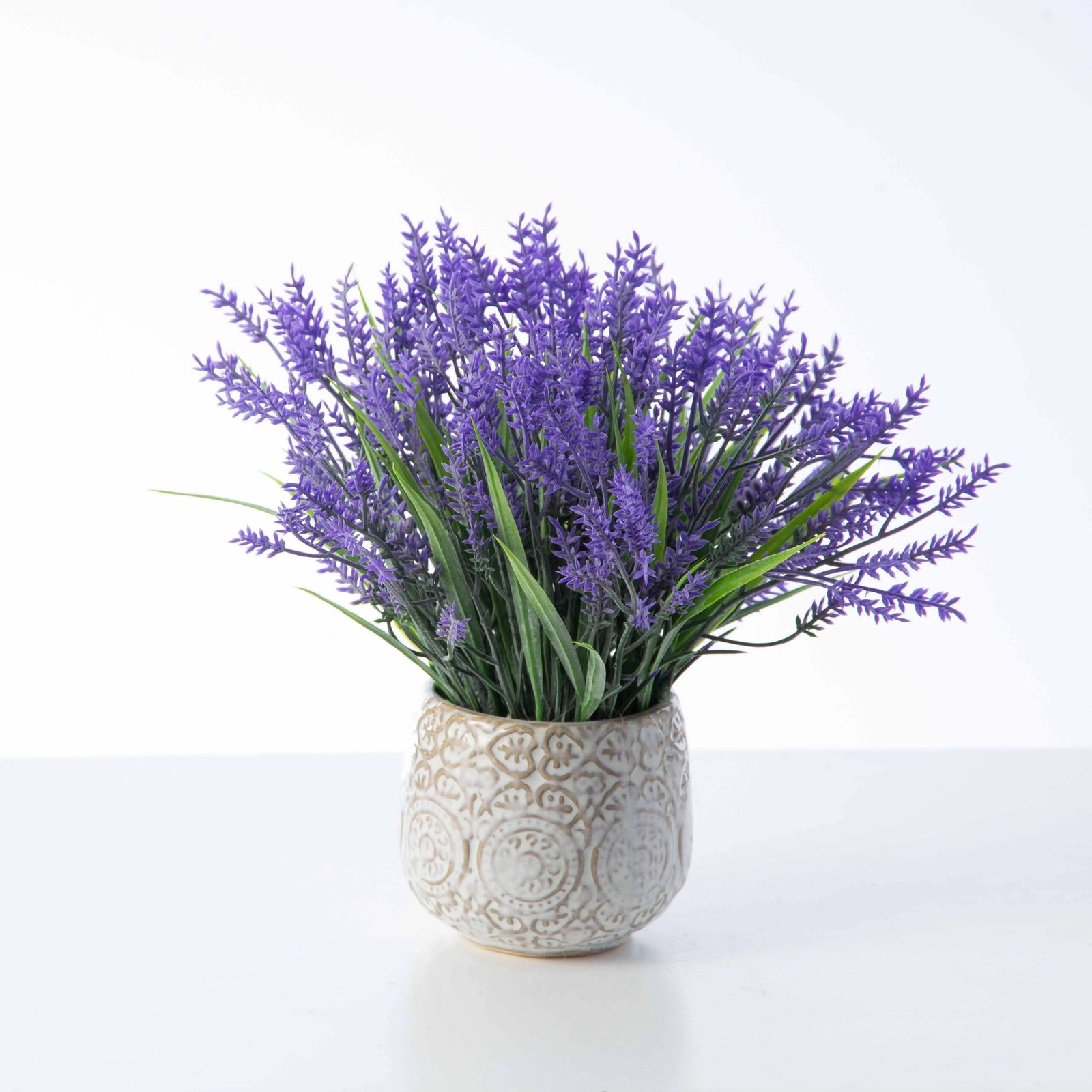AR1274HerbsdeProvence-FrenchLavender_Mint_RosemaryFauxRM-2_4 Herbs de Provence - French Lavender, Mint, & Rosemary Faux Plant Arrangement in Concrete Pot - Image 1