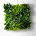 Large Lush Mixed Greens Botanical Garden Square Faux Living Wall Panel with Boxwood, Ivy, Eucalyptus & Fern