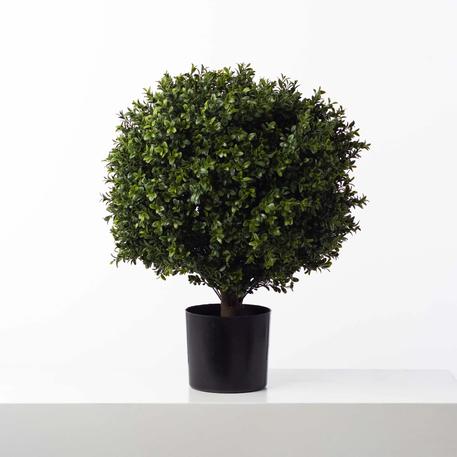 AR1508-PMFauxBoxwoodTopiaryBushinBlackPot_2 Realistic Boxwood Ball Topiary Bush Shrub Potted Faux Plant Outdoor Urn Filler Weighted Black Pot - Image 1