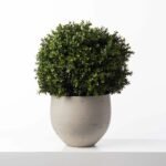 Realistic Boxwood Ball Topiary Bush Shrub Potted Faux Plant Outdoor Urn Filler Weighted Black Pot - Image 2
