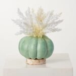 Pampas Grass Pumpkin Centerpiece on Birch Disc Fall Floral Decor Arrangement - Available In 2 Colors - Image 3
