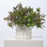 Lavender & Purple Thistle Blooming Spring Arrangement in Bubble Pot