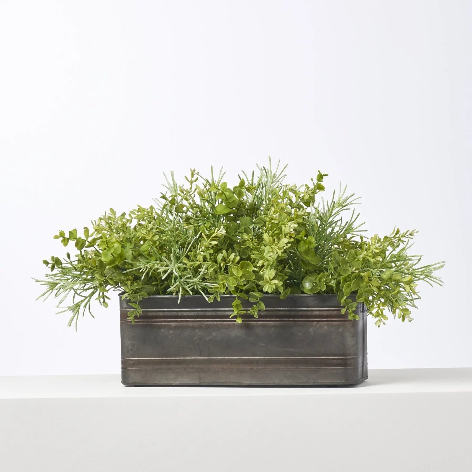 AR1717_2_AllSeasonsMixedGreeneryEverydayPlanterBoxArrangement_16a4fac0-0379-4671-9d49-8093ef7274a5 All Seasons Mixed Boxwood Eucalyptus Greenery Everyday Window Planter Box Arrangement - Available In 3 Sizes - Image 1