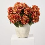 Faux Autumn Hydrangea Bush Foliage Outdoor Urn Filler Front Porch Arrangement - Available in 2 Colors - Image 2