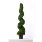 Faux Boxwood All Seasons Spiral Topiary Bush in Weighted Black Pot - 4 Foot