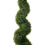 Faux Boxwood All Seasons Spiral Topiary Bush in Weighted Black Pot - 4 Foot - Image 2