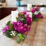 Pink/Purple Bougainvillea & Needle leaf Eucalyptus Spring Summer Garland Table Runner - Image 2