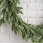 Down Swept Winter Holiday Evergreen Douglass Fir Tree Greens Christmas Front Door Wreath with 5 Jute Rope Hanger - Image 3