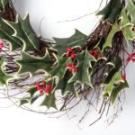 Variegated Holly Berry Christmas Holiday Wreath on Wispy Birch Twig Base - Image 2