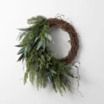 Winter's Bounty - Mixed Juniper, Eucalyptus & Winter Pine Holiday Asymmetrical Front Door Wreath