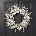 Waterproof Winter White Pearl Berry Christmas Holiday Front Door Wreath