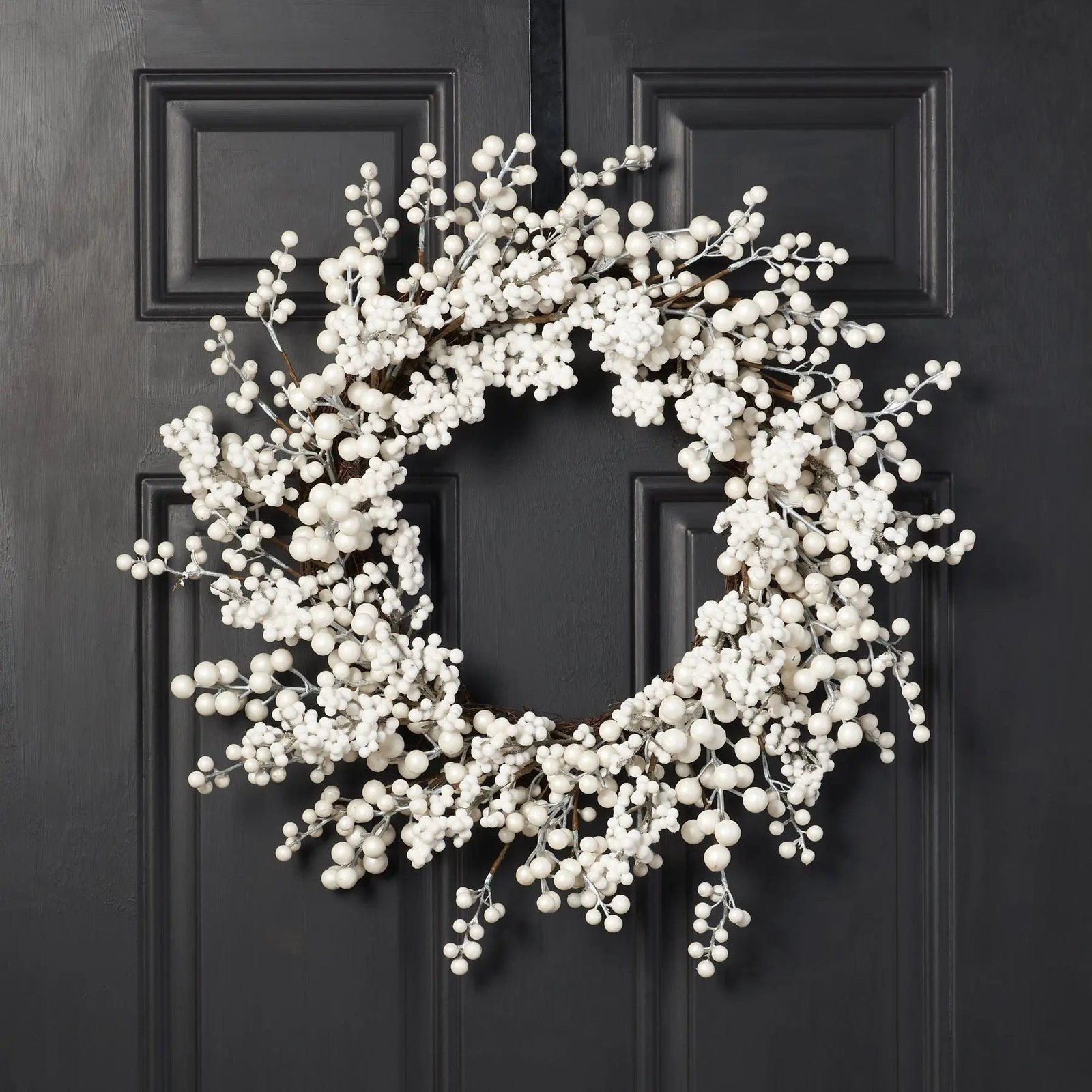 CW1315WaterproofWinterWhitePearlBerryChristmasHolidayFrontDoorWreathWaterproofWinterWh_4 Waterproof Winter White Pearl Berry Christmas Holiday Front Door Wreath - Image 1