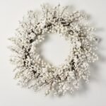 Waterproof Winter White Pearl Berry Christmas Holiday Front Door Wreath - Image 4