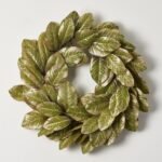 Green & Gold Metallic Magnolia Leaf Front Door Holiday Wreath Shimmering Christmas Mantel Decor - Image 3