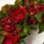 Holiday Affair - Real Touch Magnolia Leaf, Burgundy Hydrangea, Red Peony & Winterberry Front Door Christmas Wreath - Image 5