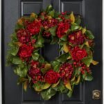 Holiday Affair - Real Touch Magnolia Leaf, Burgundy Hydrangea, Red Peony & Winterberry Front Door Christmas Wreath - Image 6