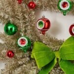 Merry Grinchmas - Silver Tinsel, Lime Green Bow & Shiny Christmas Ornaments Front Door Wreath Fireplace Mantle Decor - Image 2