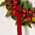 Real Touch Magnolia Leaf & Red Pomegranate Front Door Christmas Wreath - Image 2