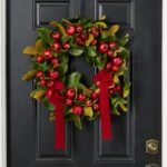 Real Touch Magnolia Leaf & Red Pomegranate Front Door Christmas Wreath
