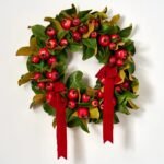 Real Touch Magnolia Leaf & Red Pomegranate Front Door Christmas Wreath - Image 3