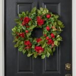 Holly Jolly Christmas - Red Rose, Green Salal Leaf & Variegated Berry Holiday Front Door Wreath - Image 3