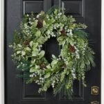 Frosted Eucalyptus, Metallic Blue Tinsel Berry & Frosted Long Needle Pine Christmas Front Door Wreath