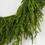 Twinkling Norfolk - Dual Pre-Lit Multicolored & White Real Touch Greenery Norfolk Christmas Holiday Wreath - 30 - Image 3