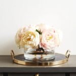 Cream and Blush Real Touch Peony Floral Arrangement in Glass Cylinder - Image 3