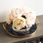Cream and Blush Real Touch Peony Floral Arrangement in Glass Cylinder - Image 2