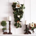 Real Touch White Magnolia All Seasons Teardrop Front Door Swag - Image 2