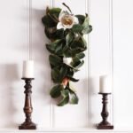 Real Touch White Magnolia All Seasons Teardrop Front Door Swag