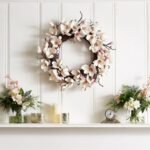 Real Touch Japanese Cream & Lavender Magnolia Flower Everyday Spring Wreath - Image 2