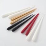 Hand-Dipped Skinny Taper Luxury Wax Candle - White Snow Covered - Image 3