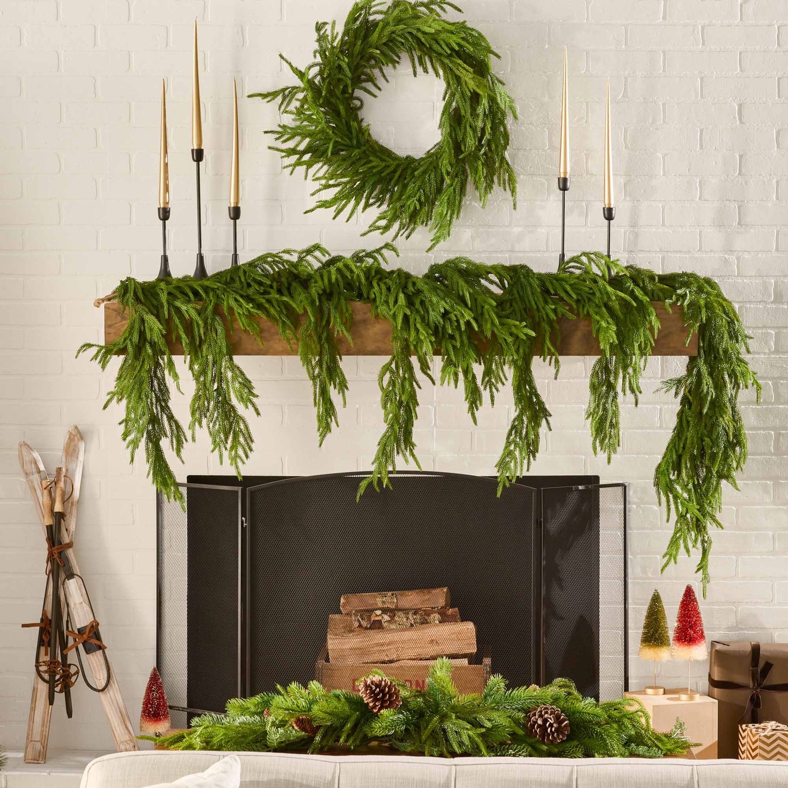 DarbyCreek_Holiday_24_1433_copy_1 Draping Real Touch Norfolk Pine Garland Cascading Winter Greenery Christmas Decor - Image 1