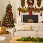Real Touch Magnolia Leaf & Red Pomegranate Outdoor Hanging Front Door Garland Holiday Table Runner - Image 4