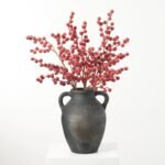 Burgundy Red Metallic Glitter Sugar Berry Branch Spray - 29 - Image 4