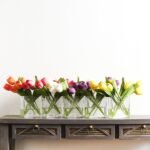 Real Touch Tulip Spring Floral Arrangement in Glass Rectangle Vase - 5 Color Options Available - Image 2