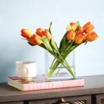 Real Touch Tulip Spring Floral Arrangement in Glass Rectangle Vase - 5 Color Options Available - Image 9