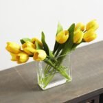 Real Touch Tulip Spring Floral Arrangement in Glass Rectangle Vase - 5 Color Options Available - Image 7