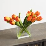 Real Touch Tulip Spring Floral Arrangement in Glass Rectangle Vase - 5 Color Options Available - Image 8