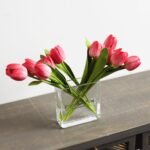 Real Touch Tulip Spring Floral Arrangement in Glass Rectangle Vase - 5 Color Options Available - Image 12