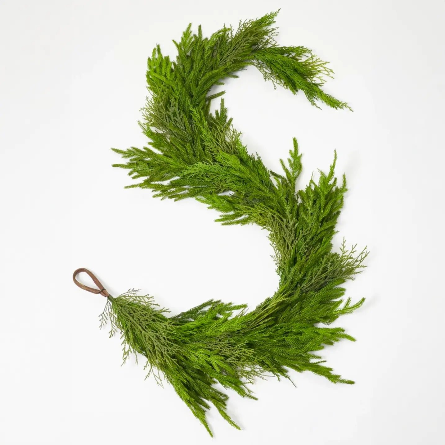 DeluxeRealTouchWinterGreenerywithCypress_Norfolk_PineChristmasMantelGarlandHolidayTableRunner Deluxe Real Touch Winter Greenery with Cypress, Norfolk & Pine Christmas Mantel Garland Holiday Table Runner - Image 1