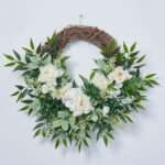 White Peony, Ranunculus, Lamb's Ear, & Pepperberry Everyday Spring Front Door Wreath - Image 3