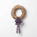 All Season Wrapped Natural Jute Raffia Everyday Mini Wreath with Bow Option - Image 4