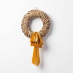 All Season Wrapped Natural Jute Raffia Everyday Mini Wreath with Bow Option - Image 5