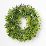 Real Touch Silver Dollar Eucalyptus, Variegated Smilax & Boston Fern Everyday Greenery Front Door Wreath - Image 3