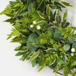 Real Touch Silver Dollar Eucalyptus, Variegated Smilax & Boston Fern Everyday Greenery Front Door Wreath - Image 2